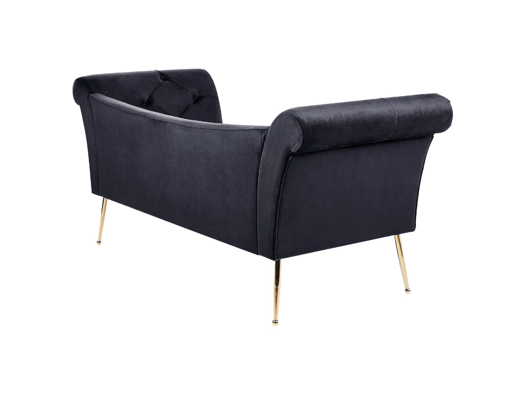 Chaise Longue En Velours Noir NANTILLY 5 Chaise Longue En Velours Noir NANTILLY – Image 5