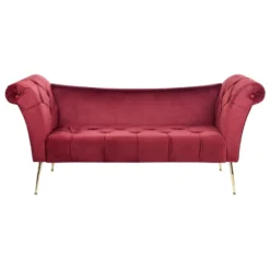 Chaise Longue En Velours Rouge Foncé NANTILLY