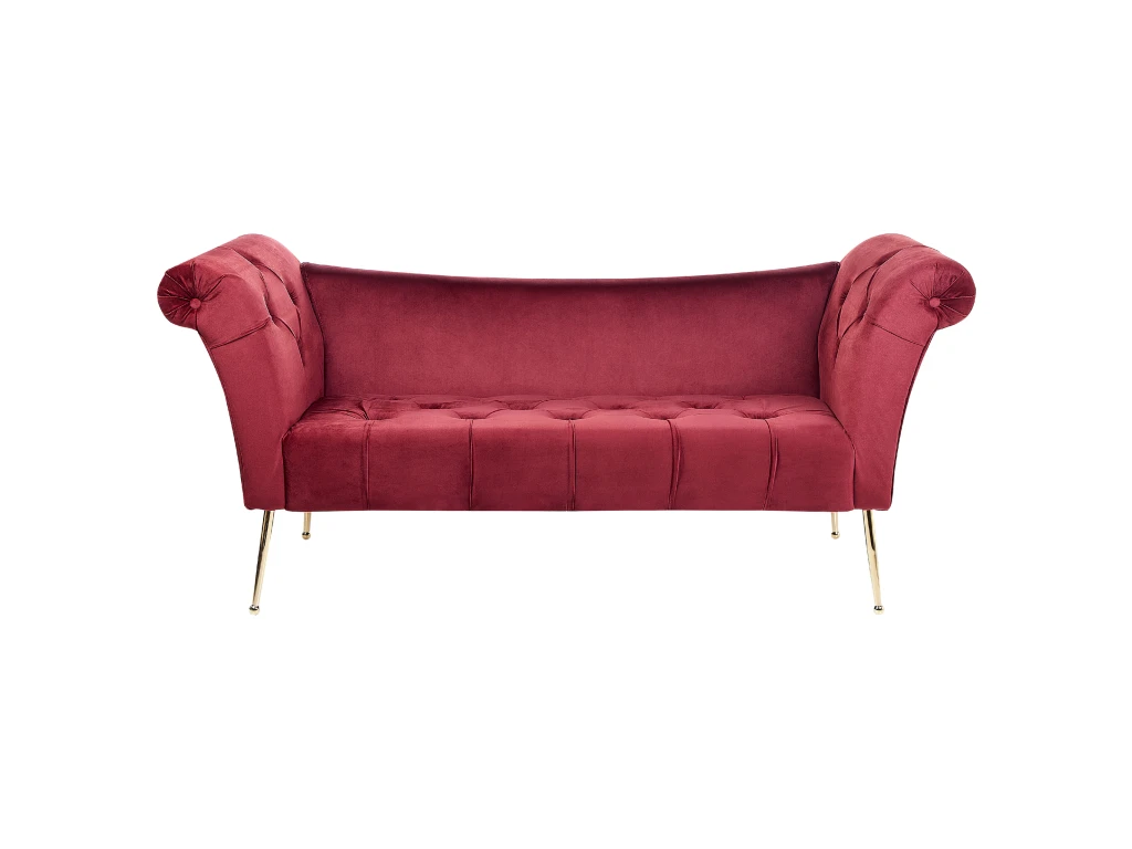 Chaise Longue En Velours Rouge Foncé NANTILLY 1 Chaise Longue En Velours Rouge Foncé NANTILLY