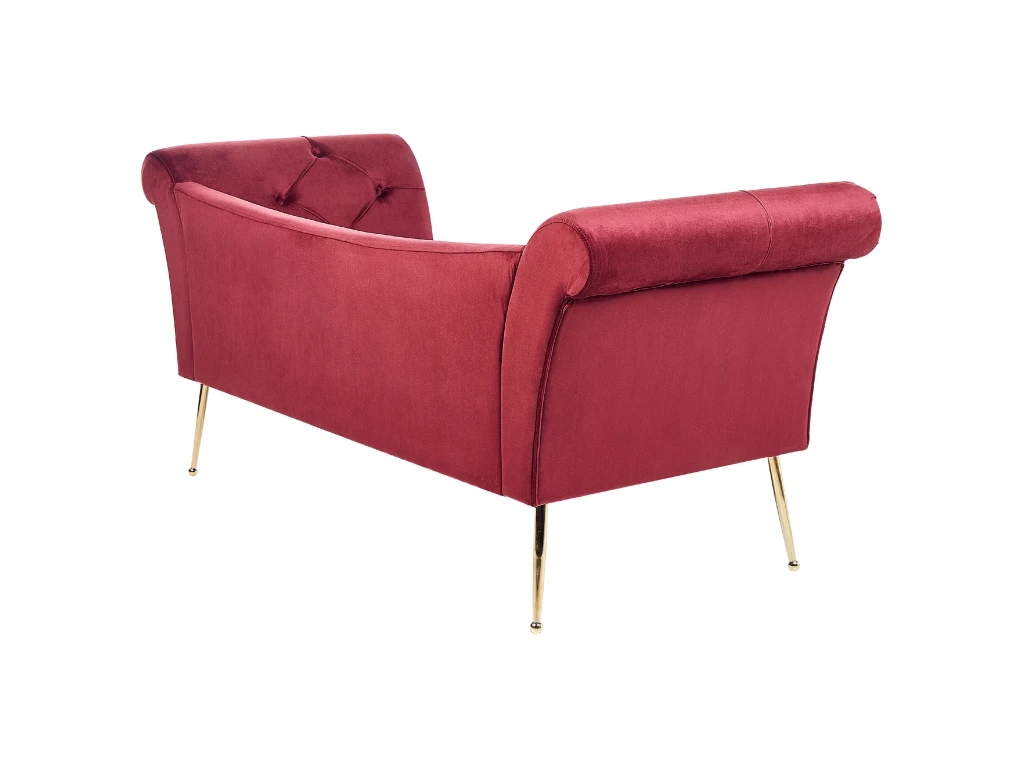 Chaise Longue En Velours Rouge Foncé NANTILLY 5 Chaise Longue En Velours Rouge Foncé NANTILLY – Image 5