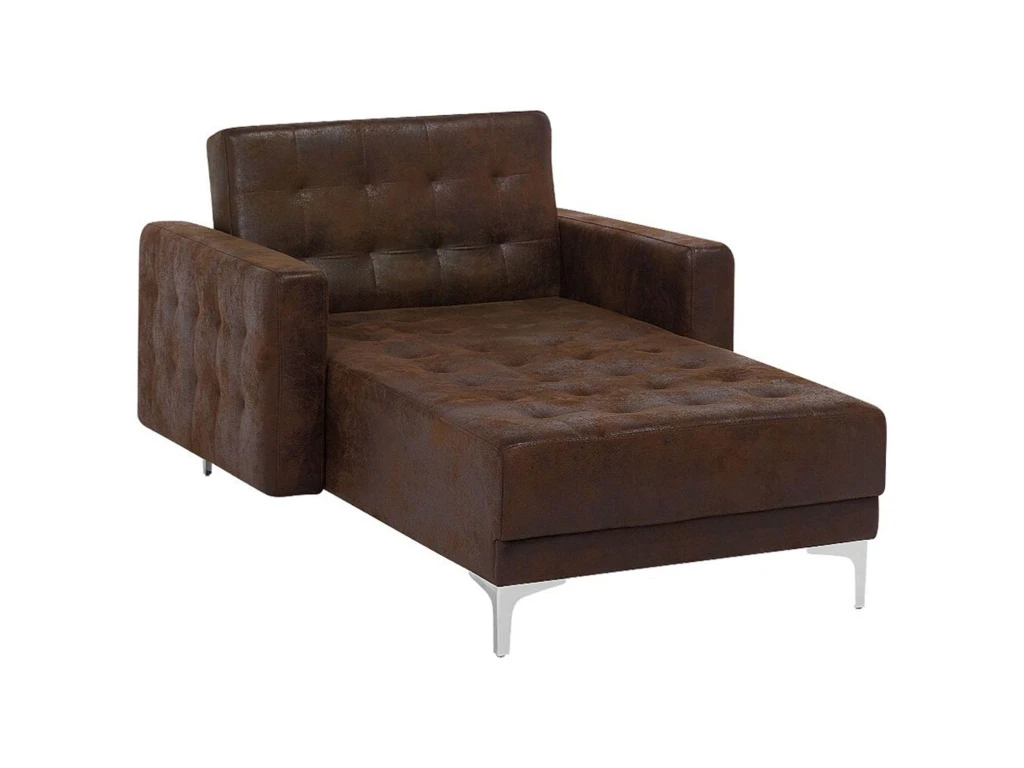 Chaise Longue En Cuir PU Marron ABERDEEN 1 Chaise Longue En Cuir PU Marron ABERDEEN