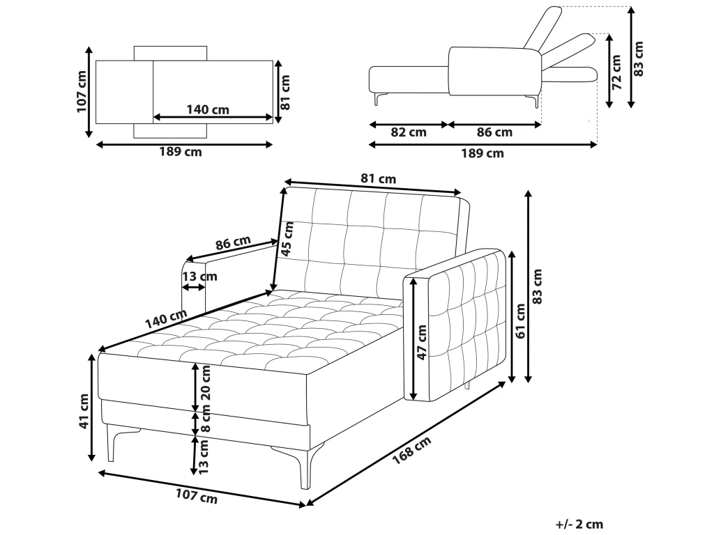 Chaise Longue En Cuir PU Marron ABERDEEN 3 Chaise Longue En Cuir PU Marron ABERDEEN – Image 3