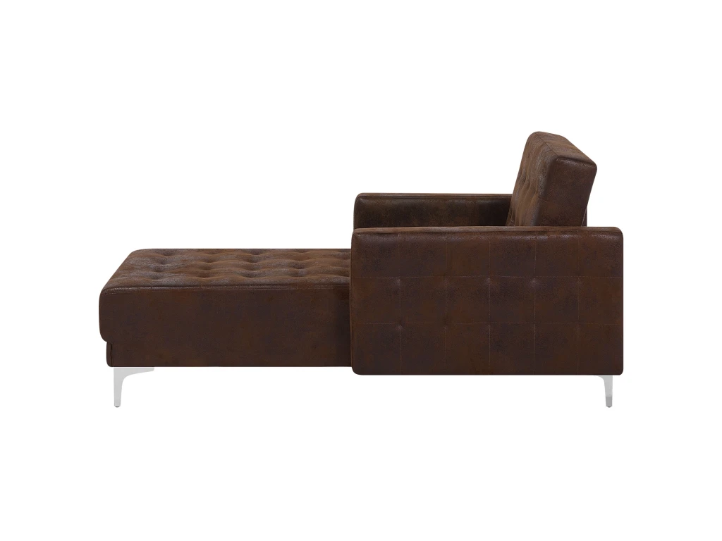 Chaise Longue En Cuir PU Marron ABERDEEN 4 Chaise Longue En Cuir PU Marron ABERDEEN – Image 4