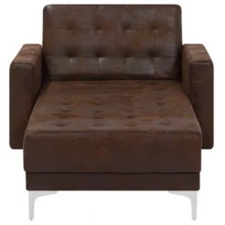 Chaise Longue En Cuir PU Marron ABERDEEN 16 Chaise Longue En Cuir PU Marron ABERDEEN -Promos Chesteris Boutique meridienne 17476397