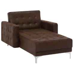 Chaise Longue En Cuir PU Marron ABERDEEN 17 Chaise Longue En Cuir PU Marron ABERDEEN -Promos Chesteris Boutique meridienne 17476399