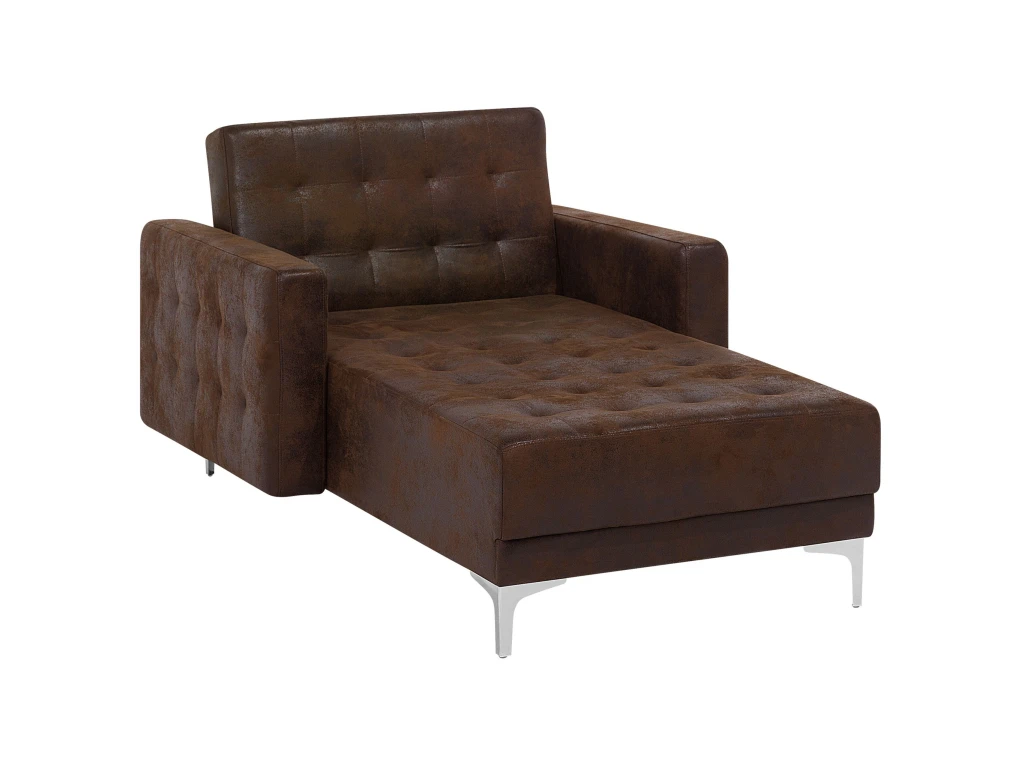 Chaise Longue En Cuir PU Marron ABERDEEN 8 Chaise Longue En Cuir PU Marron ABERDEEN – Image 8