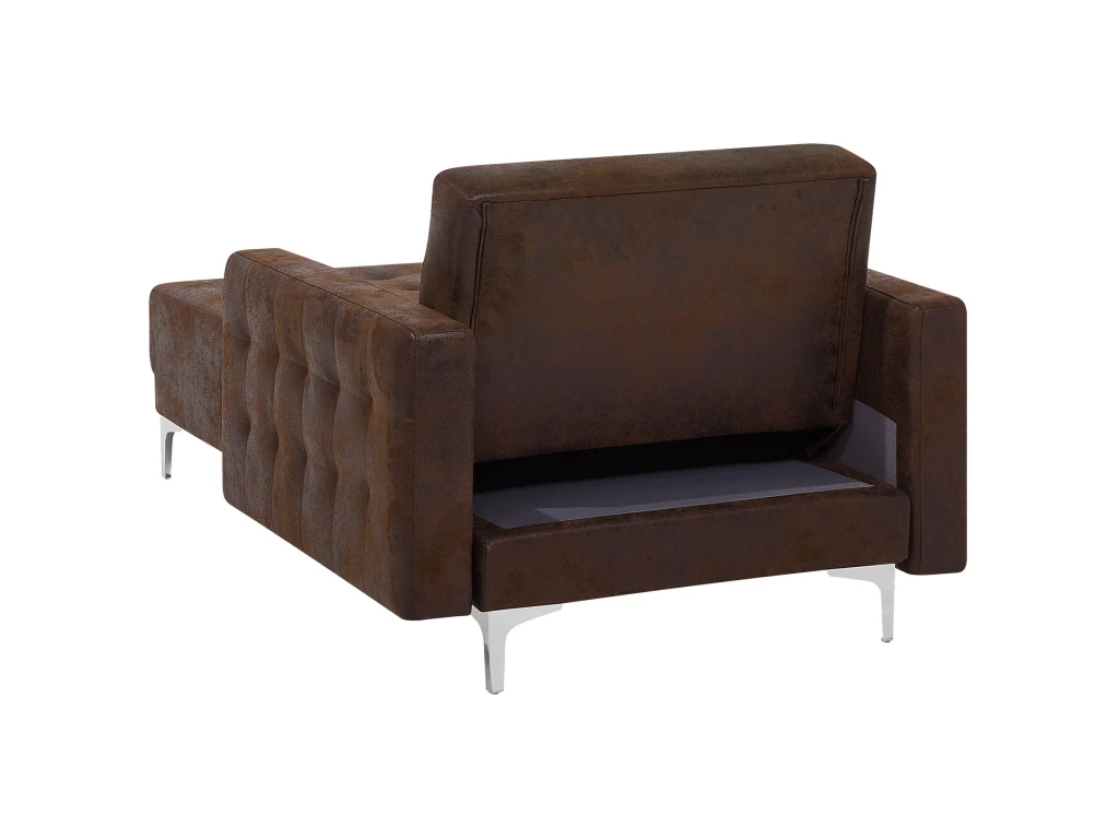 Chaise Longue En Cuir PU Marron ABERDEEN 9 Chaise Longue En Cuir PU Marron ABERDEEN – Image 9