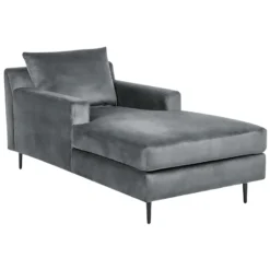 Chaise Longue En Velours Gris GUERET -Promos Chesteris Boutique meridienne 17476411