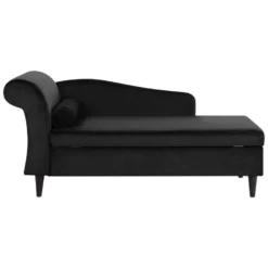Chaise Longue Côté Gauche En Velours Noir LUIRO
