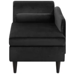Chaise Longue Côté Gauche En Velours Noir LUIRO 14 Chaise Longue Côté Gauche En Velours Noir LUIRO -Promos Chesteris Boutique meridienne 17476451