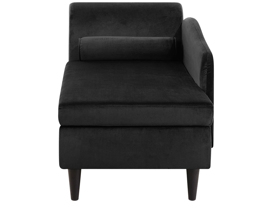 Chaise Longue Côté Gauche En Velours Noir LUIRO 5 Chaise Longue Côté Gauche En Velours Noir LUIRO – Image 5