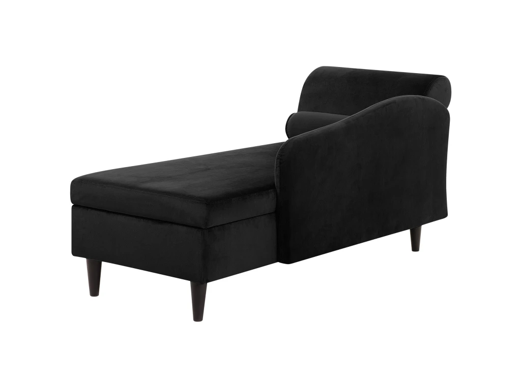 Chaise Longue Côté Gauche En Velours Noir LUIRO 6 Chaise Longue Côté Gauche En Velours Noir LUIRO – Image 6