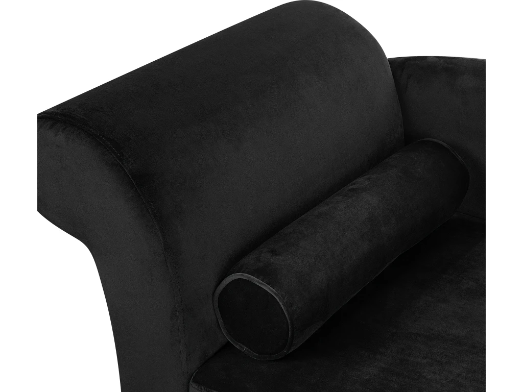 Chaise Longue Côté Gauche En Velours Noir LUIRO 8 Chaise Longue Côté Gauche En Velours Noir LUIRO – Image 8