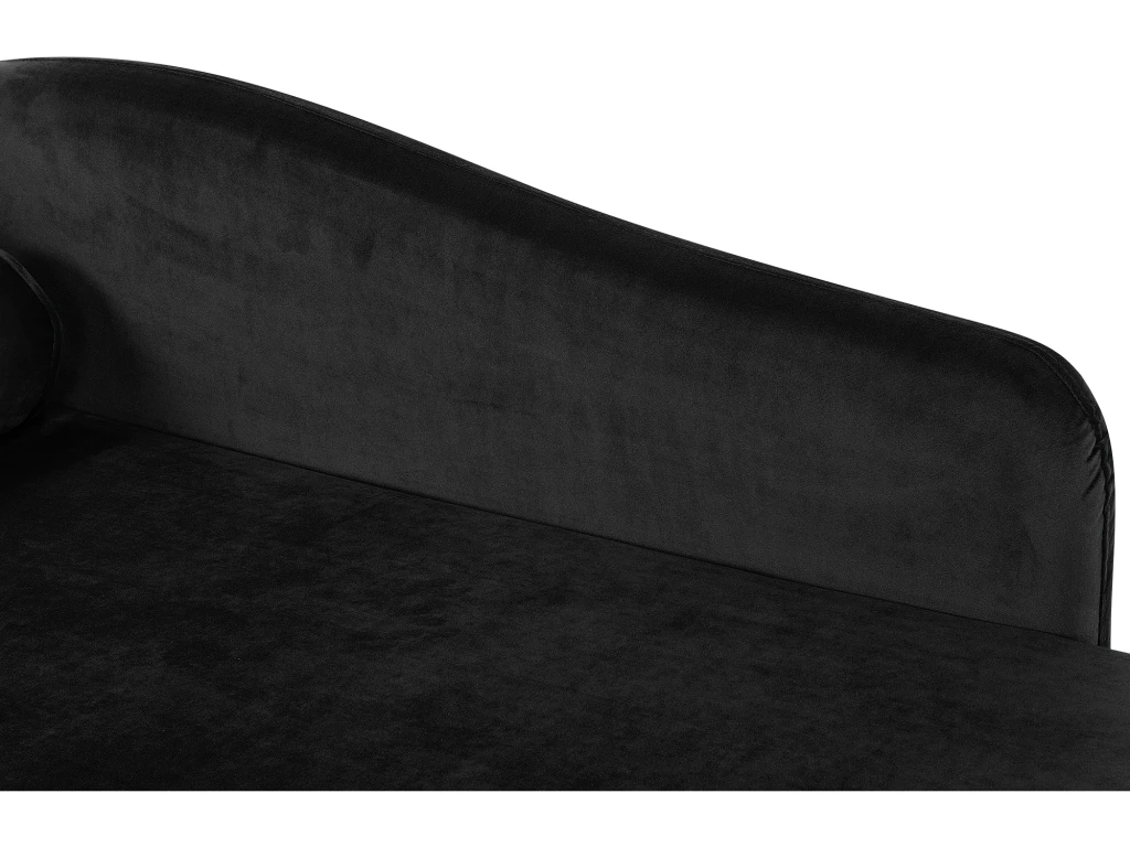 Chaise Longue Côté Gauche En Velours Noir LUIRO 9 Chaise Longue Côté Gauche En Velours Noir LUIRO – Image 9