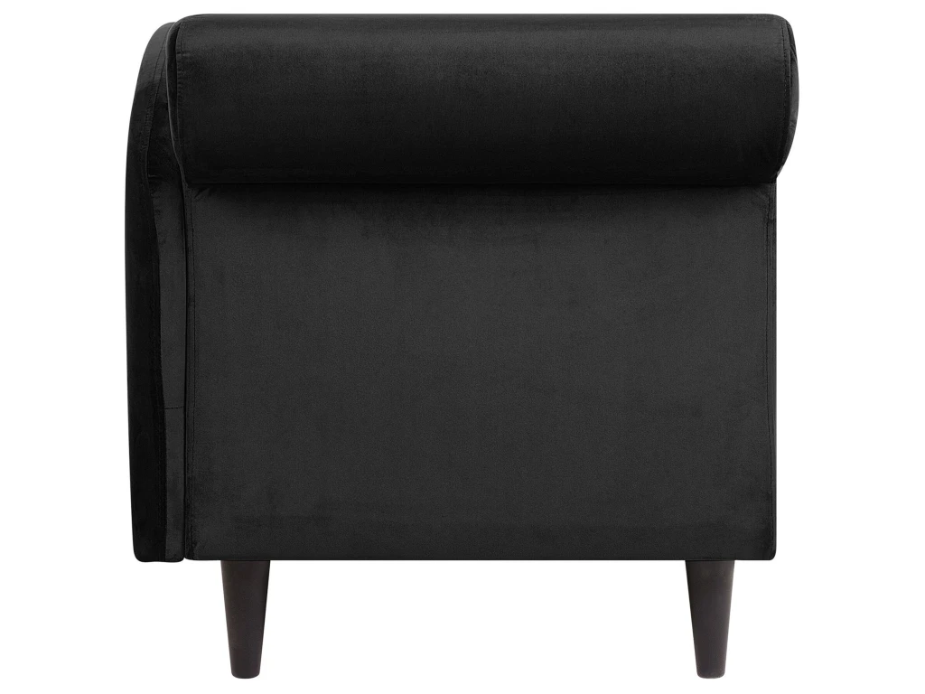 Chaise Longue Côté Gauche En Velours Noir LUIRO 10 Chaise Longue Côté Gauche En Velours Noir LUIRO – Image 10