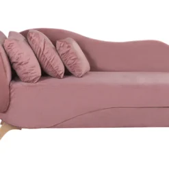 Chaise Longue Côté Gauche En Velours Rose MERI