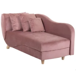 Chaise Longue Côté Gauche En Velours Rose MERI -Promos Chesteris Boutique meridienne 17476469