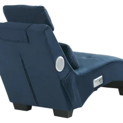 Chaise Longue En Velours Bleu Avec Port USB Et Haut-parleur Bluetooth SIMORRE 14 Chaise Longue En Velours Bleu Avec Port USB Et Haut-parleur Bluetooth SIMORRE -Promos Chesteris Boutique meridienne 17476489