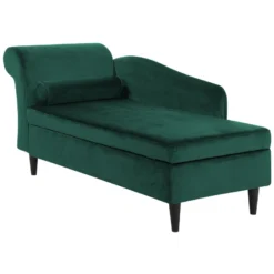 Chaise Longue Côté Gauche En Velours Vert LUIRO -Promos Chesteris Boutique meridienne 17476507