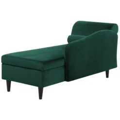 Chaise Longue Côté Gauche En Velours Vert LUIRO -Promos Chesteris Boutique meridienne 17476513