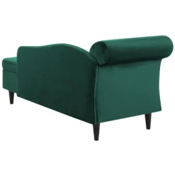Chaise Longue Côté Gauche En Velours Vert LUIRO -Promos Chesteris Boutique meridienne 17476517