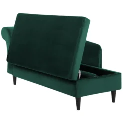 Chaise Longue Côté Gauche En Velours Vert LUIRO -Promos Chesteris Boutique meridienne 17476519