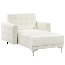 Chaise Longue En Cuir PU Blanc ABERDEEN