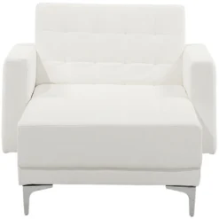 Chaise Longue En Cuir PU Blanc ABERDEEN -Promos Chesteris Boutique meridienne 17476579