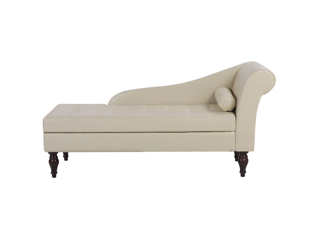 Chaise Longue En Cuir PU Beige Clair Avec Rangement PESSAC 1 Chaise Longue En Cuir PU Beige Clair Avec Rangement PESSAC
