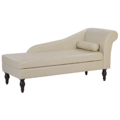 Chaise Longue En Cuir PU Beige Clair Avec Rangement PESSAC 13 Chaise Longue En Cuir PU Beige Clair Avec Rangement PESSAC -Promos Chesteris Boutique meridienne 17476601