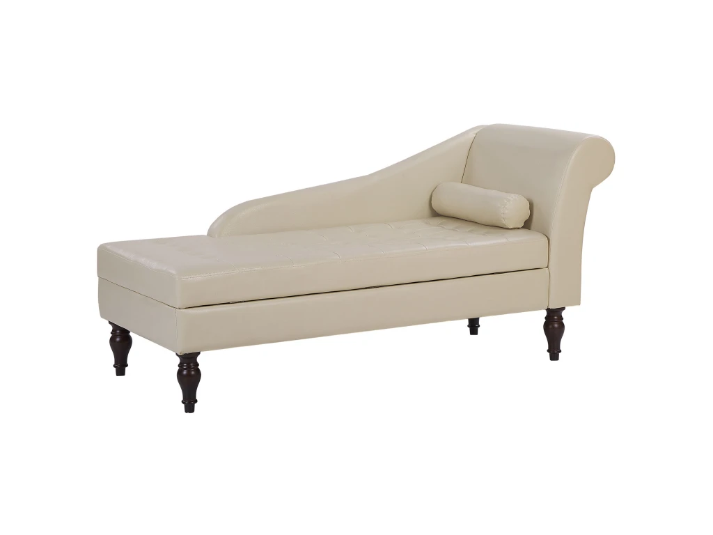 Chaise Longue En Cuir PU Beige Clair Avec Rangement PESSAC 6 Chaise Longue En Cuir PU Beige Clair Avec Rangement PESSAC – Image 6