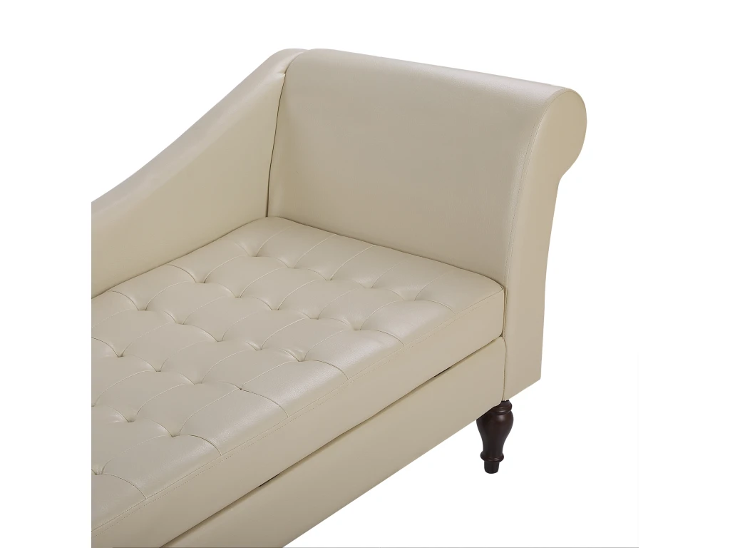 Chaise Longue En Cuir PU Beige Clair Avec Rangement PESSAC 7 Chaise Longue En Cuir PU Beige Clair Avec Rangement PESSAC – Image 7