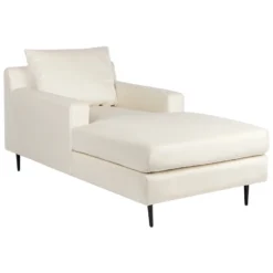 Chaise Longue En Velours Beige GUERET -Promos Chesteris Boutique meridienne 17476651