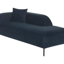 Chaise Longue Côté Gauche Bleu Foncé LE CRAU -Promos Chesteris Boutique meridienne 17476671