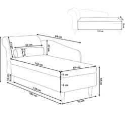 Chaise Longue Côté Gauche En Velours Bleu LUIRO -Promos Chesteris Boutique meridienne 17476693