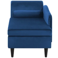 Chaise Longue Côté Gauche En Velours Bleu LUIRO -Promos Chesteris Boutique meridienne 17476697