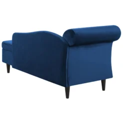 Chaise Longue Côté Gauche En Velours Bleu LUIRO -Promos Chesteris Boutique meridienne 17476699
