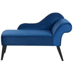 Mini Chaise Longue En Velours Bleu Côté Droit BIARRITZ