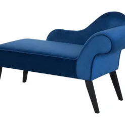 Mini Chaise Longue En Velours Bleu Côté Droit BIARRITZ -Promos Chesteris Boutique meridienne 17476715