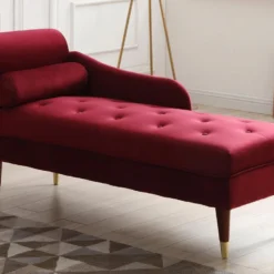 Méridienne Gauche En Velours Bordeaux UMARI -Promos Chesteris Boutique meridienne 19409213