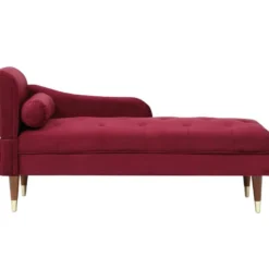 Méridienne Gauche En Velours Bordeaux UMARI -Promos Chesteris Boutique meridienne 19409221