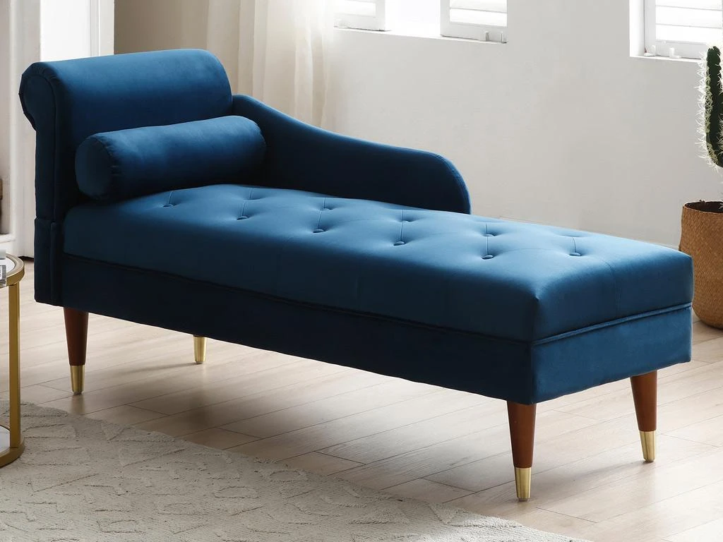 Méridienne Gauche En Velours Bleu Canard UMARI 8 Méridienne Gauche En Velours Bleu Canard UMARI – Image 8