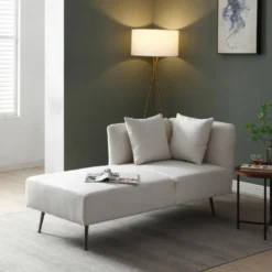 Méridienne Droite En Tissu Crème NAPASA