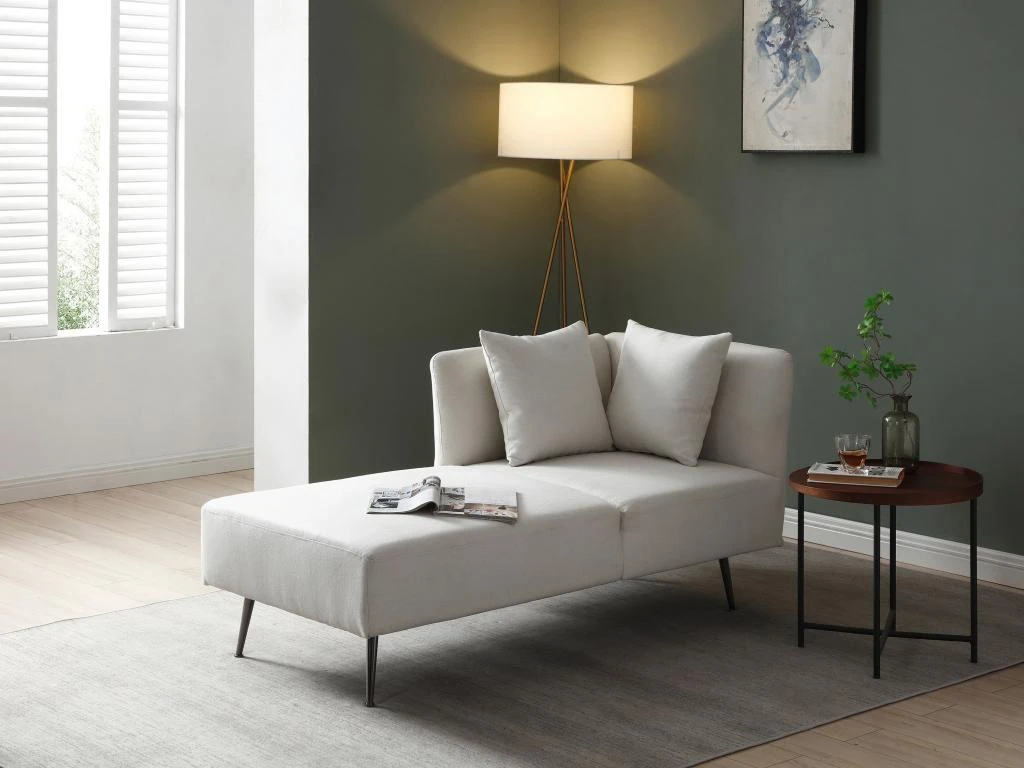 Méridienne Droite En Tissu Crème NAPASA 1 Méridienne Droite En Tissu Crème NAPASA