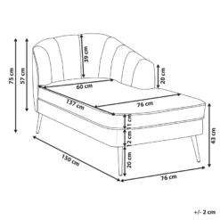 Chaise Longue Côté Droit En Velours Bleu Marine ALLIER -Promos Chesteris Boutique meridienne 19961753