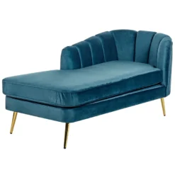 Chaise Longue Côté Droit En Velours Bleu Marine ALLIER -Promos Chesteris Boutique meridienne 19961755