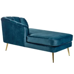 Chaise Longue Côté Droit En Velours Bleu Marine ALLIER -Promos Chesteris Boutique meridienne 19961757