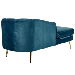 Chaise Longue Côté Droit En Velours Bleu Marine ALLIER -Promos Chesteris Boutique meridienne 19961759