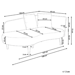Chaise Longue Côté Droit En Velours Blanc Crème CHAUMONT -Promos Chesteris Boutique meridienne 20014021