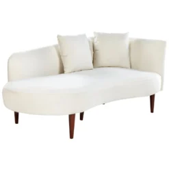 Chaise Longue Côté Droit En Velours Blanc Crème CHAUMONT -Promos Chesteris Boutique meridienne 20014023